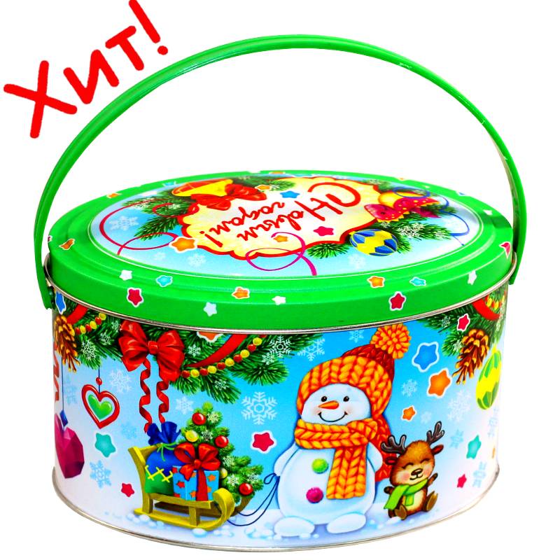 Детский подарок на Новый Год в жестяной упаковке весом 550 грамм по цене 607 руб