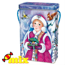 Детский подарок на Новый Год  в жестяной упаковке весом 950 грамм по цене 1087 руб