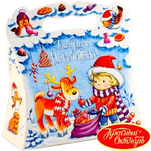 Детский новогодний подарок в картонной упаковке весом 1000 грамм по цене 740 руб в Муроме