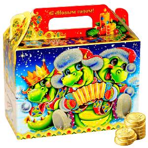 Сладкий подарок на Новый Год в картонной упаковке весом 1450 грамм по цене 847 руб в Муроме