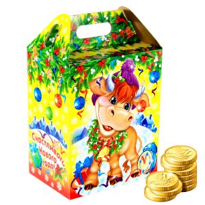 Сладкий подарок на Новый Год в картонной упаковке весом 1450 грамм по цене 821 руб в Муроме
