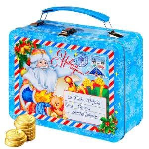 Сладкий новогодний подарок в жестяной упаковке весом 1450 грамм по цене 1373 руб в Муроме