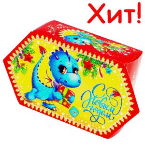 Детский подарок на Новый Год в картонной упаковке весом 300 грамм по цене 201 руб с символом 2024 года в Муроме