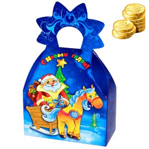 Сладкий новогодний подарок в картонной упаковке весом 600 грамм по цене 313 руб в Муроме