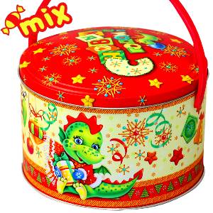 Детский новогодний подарок в жестяной упаковке весом 650 грамм по цене 705 руб в Муроме