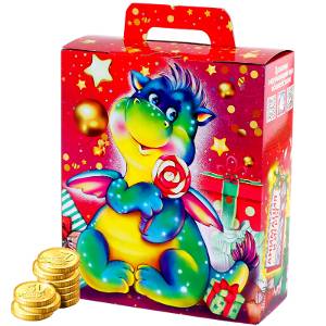 Детский подарок на Новый Год в картонной упаковке весом 750 грамм по цене 420 руб в Муроме